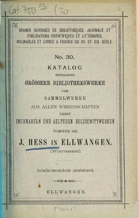 Katalog. 30. [1889]