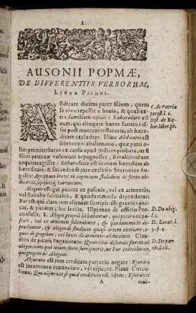 Ausonii Popmæ, De Differentiis Verborum, Liber Primus.