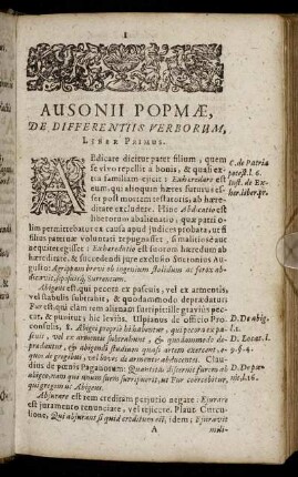 Ausonii Popmæ, De Differentiis Verborum, Liber Primus.