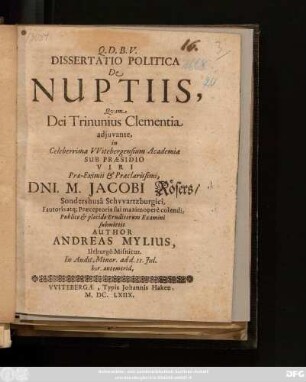 Dissertatio Politica De Nuptiis
