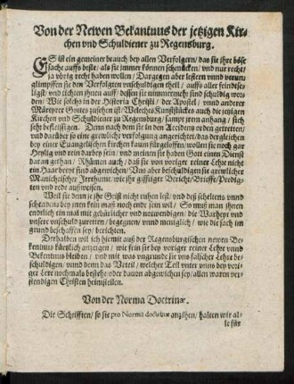 Von der Norma Doctrinae.