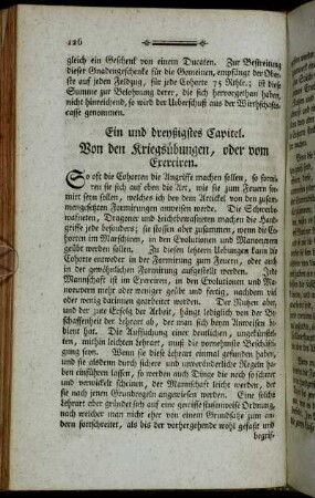 Ein und dreyßigstes Capitel. Von den Kriegsübungen, oder vom Exerciren.