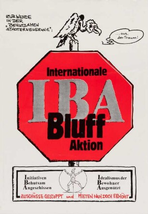 Plakat: "Internationale IBA Bluff Aktion"