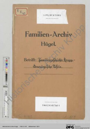 Genealogische Tafeln zur Familiengeschichte Krupp