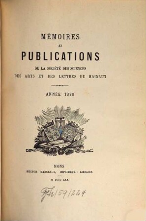 Mémoires et publications. 5. 1870