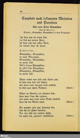 Couplets nach bekannten Melodien und Parodien