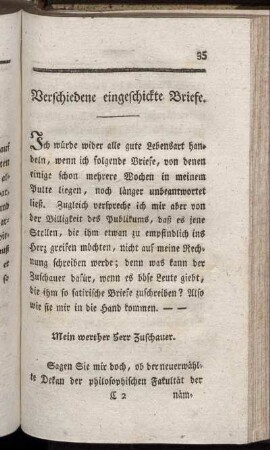 Verschiedene eingeschickte Briefe.