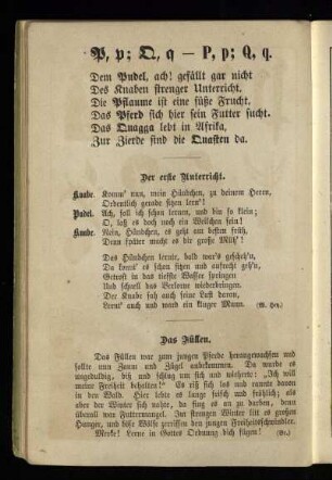 P, p ; Q,q [Sprüche, Gedicht und Kurzgeschichte zu den Buchstaben P + Q]