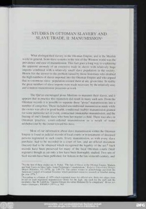 Studies In Ottoman Slavery And Slave Trade, II: Manumission