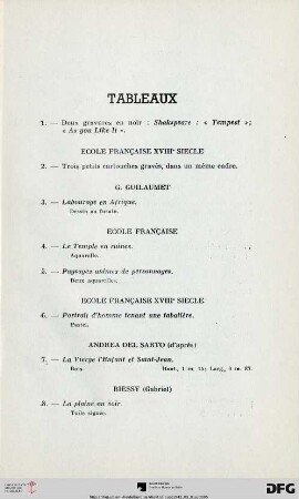 Tableaux (Nr. 1-54)