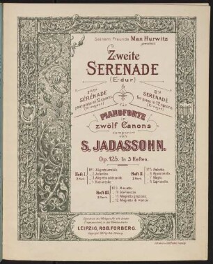 Zweite Serenade (E-Dur) : für Pianoforte in zwölf Canons comp. ; op. 125, 3. 9. Minuetto. 10. Intermezzo. 11. Allegretto grazioso. 12. Allegretto di marcia. - 11 S.