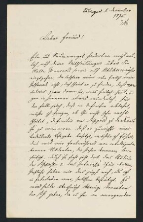 206r-207v, Brief: Tübingen 1. December 1875