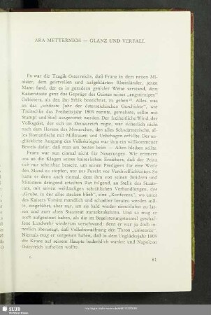 Ära Metternich - Glanz Und Verfall