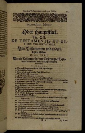 Tit. XII. De Testamentis Et Ultimis Voluntatibus. von Testamenten und andern letzten Willen.