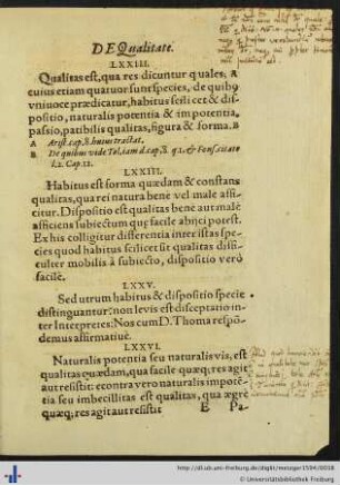 De Qualitate. Thesis LXXIII-LXXIX.