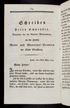 124-126, Schreiben Herrn Schwendts, Deputirten bey der ...