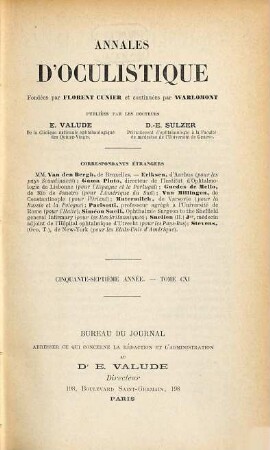 Annales d'oculistique. 111 = A. 57. 1894