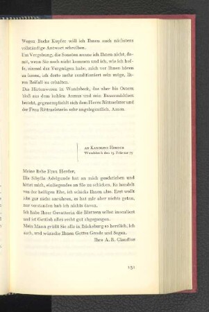 An Karoline Herder Wandsbeck, den 13. Februar 1775