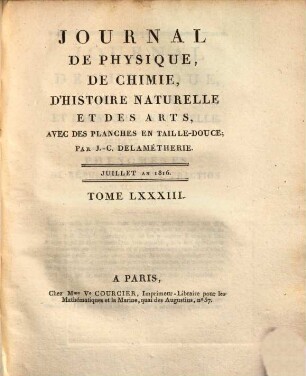 Journal de physique, de chimie et d'histoire naturelle, 83. 1816 = [T. 40]