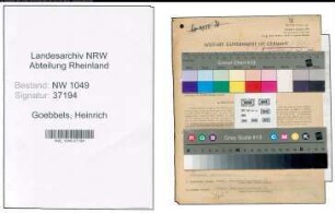 Entnazifizierung Heinrich Goebbels , geb. 18.07.1889 (Postbeamter)