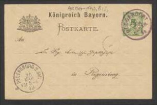 Brief von Anton Duschl an Regensburgische Botanische Gesellschaft