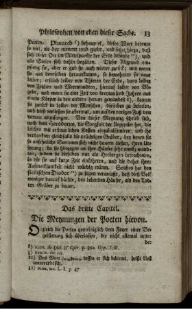 Das dritte Capitel. Die Meynungen der Poeten hievon