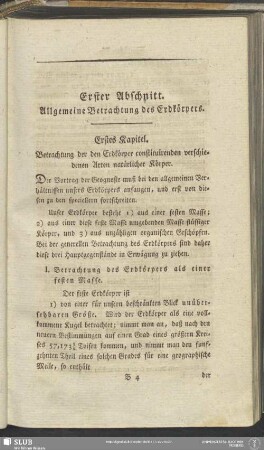 Erster Abschnitt. Allgemeine Betrachtung des Erdkörpers