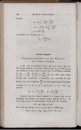 Neuntes Kapitel. Fundamentalsätze aus der Theorie des Transversalen.