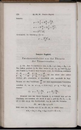 Neuntes Kapitel. Fundamentalsätze aus der Theorie des Transversalen.