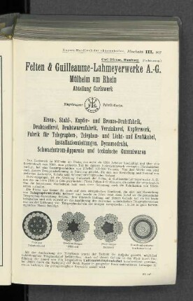 7 adriges Telephonkabel. Dreikantlitziges Drahtseil. Flachlitziges Drahtseil. Eisenbandarmiertes Starkstromkabel