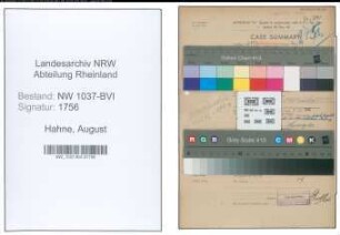 Entnazifizierung August Hahne , geb. 04.12.1903 (Verw.Inspektor)