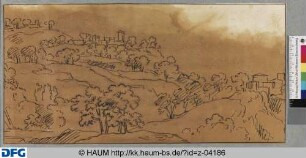 Italienische Landschaft mit Palast auf einem Hügel