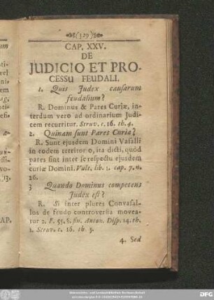 Cap. XXV. De Iudicio Et Processu Feudali.