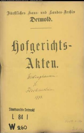 Wistinghausen, Henrich Christoph Meier zu gegen Glasmeister Franz Henrich Fleckenstein - Schuldforderung