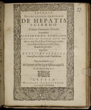 Themata Disputationis Ordinariae De Hepatis Scirrho