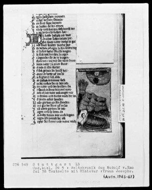 Weltchronik des Rudolf von Ems — Josephs Traum, Folio 38recto