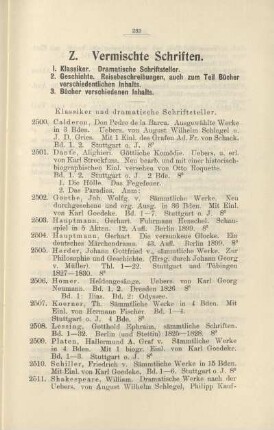 Z. Vermischte Schriften