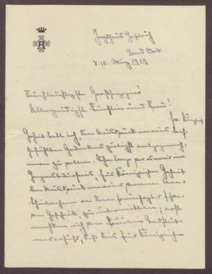 Schreiben von Hertha von Richter an die Großherzogin Luise; Dank für die Arbeit und Anteilnahme am Schicksal der Großherzogin