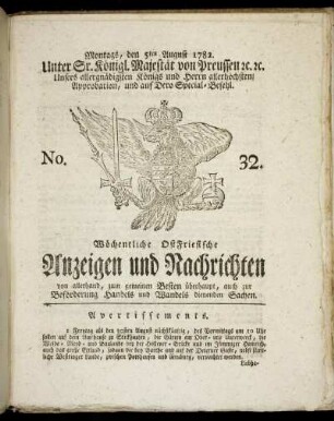 No. 32. Montags, den 5ten August 1782