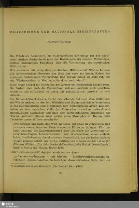 Militarismus Und Nationale Streitkräfte