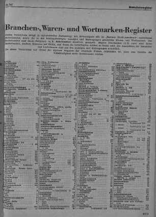 Branchen-, Waren- und Wortmarken-Register