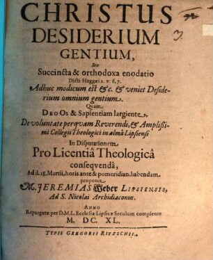 Christus desiderium gentium, seu succincta et orthodoxa enodatio dicti Haggaei II,6.7 : [diss. inaug.]