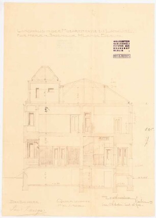 Landhaus Lange, Berlin-Lankwitz: Querschnitt 1:50