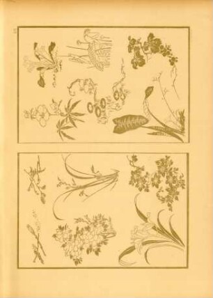 AG [Deux pages de la Mangua, de Hokusai. - Plantes et fleurs]