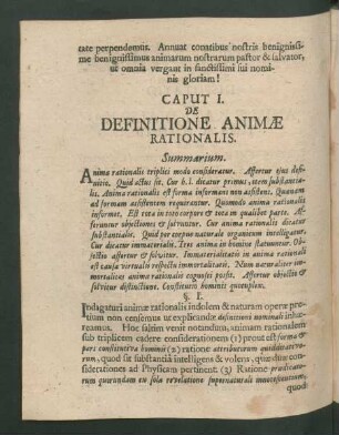Caput I. De Definitione Animae Rationalis.