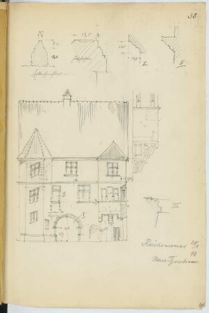Wohnhaus Neue Thorstraße, Reichenweier: Ansicht, Details (aus: Skizzen- und Fotoalbum 16)