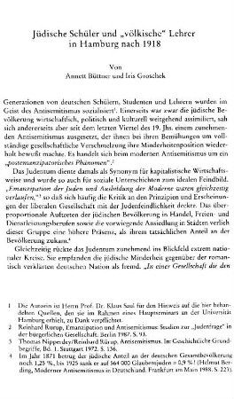 Jüdische Schüler und "völkische" Lehrer in Hamburg nach 1918