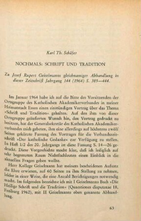 63-67 Nochmals: Schrift und Tradition
