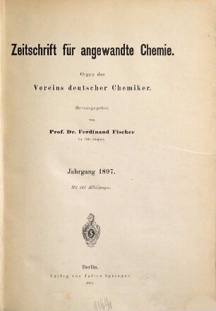 Zeitschrift für angewandte Chemie. 1897