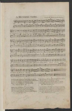 A hunting song : sung by Mr. Beard in Apollo & Daphne